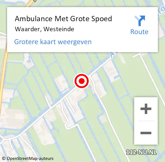 Locatie op kaart van de 112 melding: Ambulance Met Grote Spoed Naar Waarder, Westeinde op 21 mei 2018 12:43