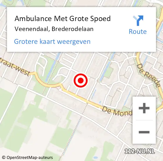 Locatie op kaart van de 112 melding: Ambulance Met Grote Spoed Naar Veenendaal, Brederodelaan op 21 mei 2018 12:50