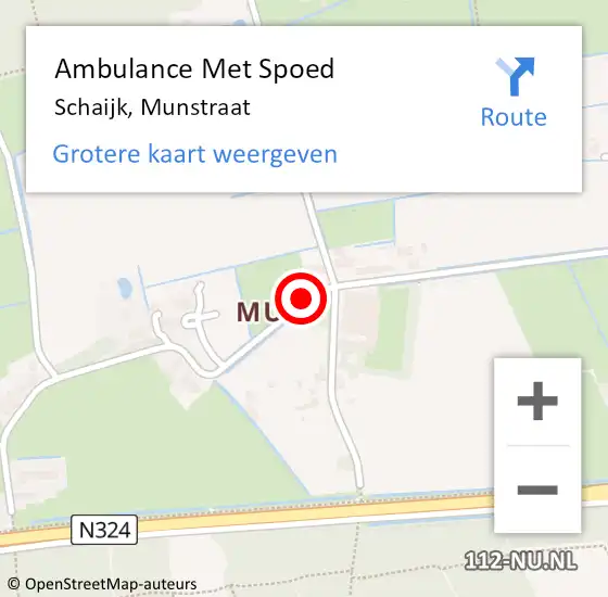 Locatie op kaart van de 112 melding: Ambulance Met Spoed Naar Schaijk, Munstraat op 21 mei 2018 13:03