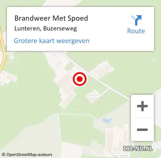 Locatie op kaart van de 112 melding: Brandweer Met Spoed Naar Lunteren, Buzerseweg op 21 mei 2018 13:16