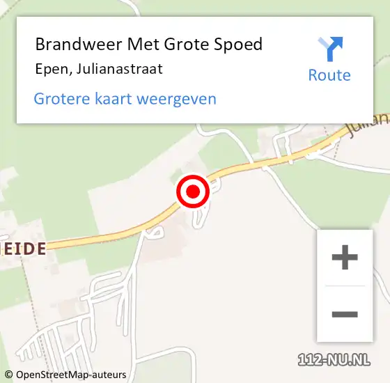 Locatie op kaart van de 112 melding: Brandweer Met Grote Spoed Naar Epen, Julianastraat op 21 mei 2018 13:26