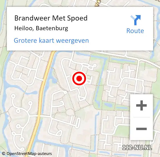 Locatie op kaart van de 112 melding: Brandweer Met Spoed Naar Heiloo, Baetenburg op 21 mei 2018 13:53