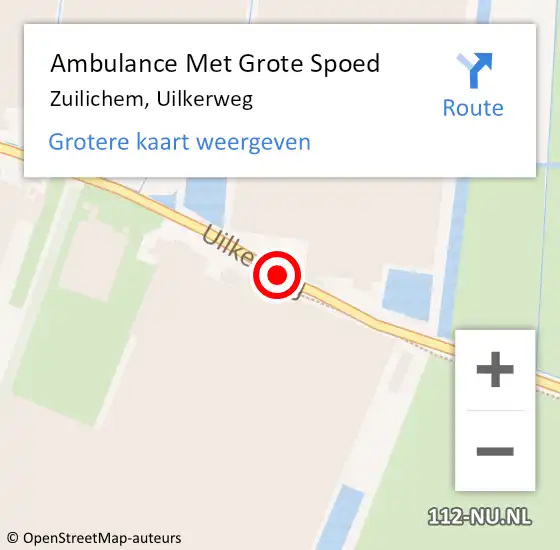 Locatie op kaart van de 112 melding: Ambulance Met Grote Spoed Naar Zuilichem, Uilkerweg op 21 mei 2018 14:06