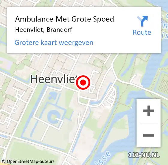 Locatie op kaart van de 112 melding: Ambulance Met Grote Spoed Naar Heenvliet, Branderf op 21 mei 2018 14:09