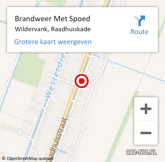 Locatie op kaart van de 112 melding: Brandweer Met Spoed Naar Wildervank, Raadhuiskade op 21 mei 2018 14:14