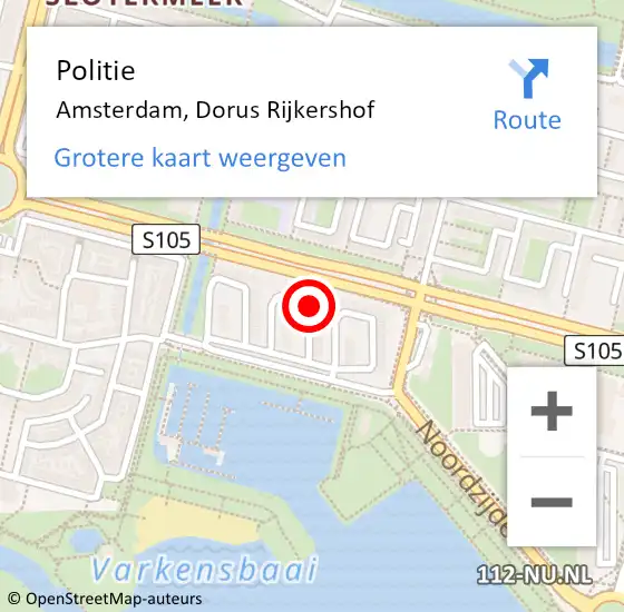 Locatie op kaart van de 112 melding: Politie Amsterdam, Dorus Rijkershof op 21 mei 2018 14:30