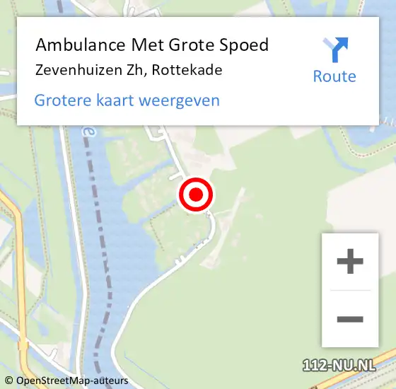 Locatie op kaart van de 112 melding: Ambulance Met Grote Spoed Naar Zevenhuizen Zh, Rottekade op 21 mei 2018 14:42