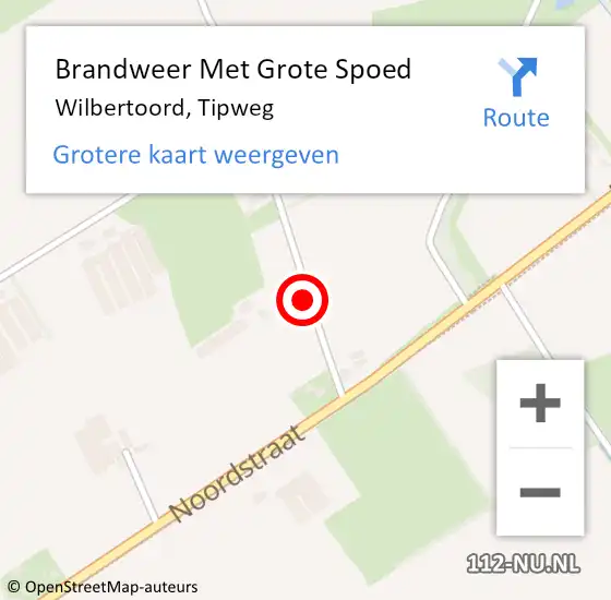 Locatie op kaart van de 112 melding: Brandweer Met Grote Spoed Naar Wilbertoord, Tipweg op 21 mei 2018 15:36