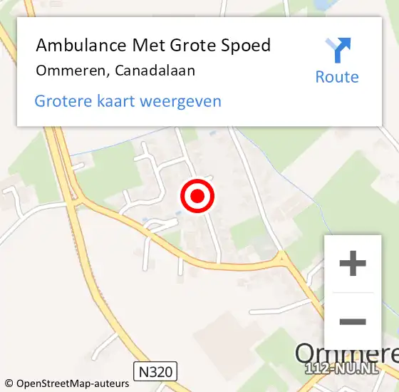 Locatie op kaart van de 112 melding: Ambulance Met Grote Spoed Naar Ommeren, Canadalaan op 21 mei 2018 16:11