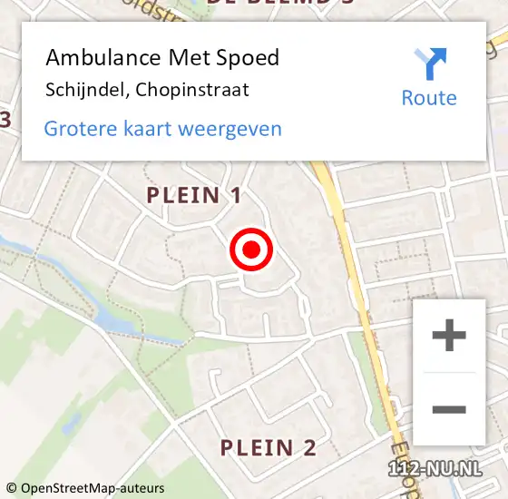 Locatie op kaart van de 112 melding: Ambulance Met Spoed Naar Schijndel, Chopinstraat op 21 mei 2018 17:11