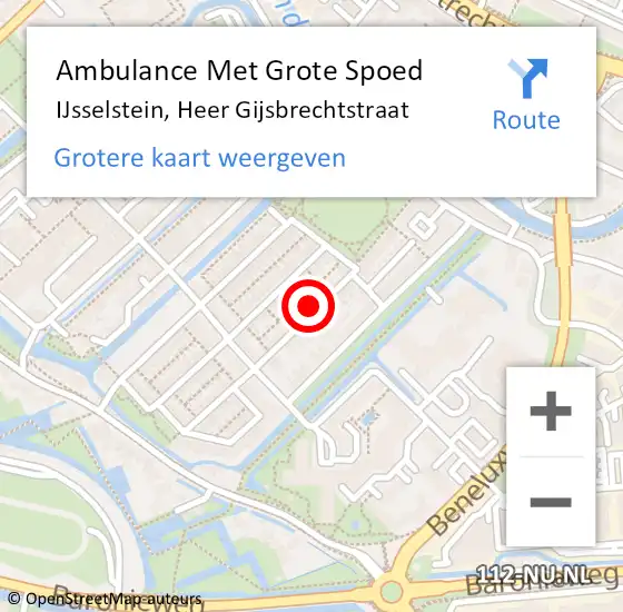 Locatie op kaart van de 112 melding: Ambulance Met Grote Spoed Naar IJsselstein, Heer Gijsbrechtstraat op 21 mei 2018 17:18