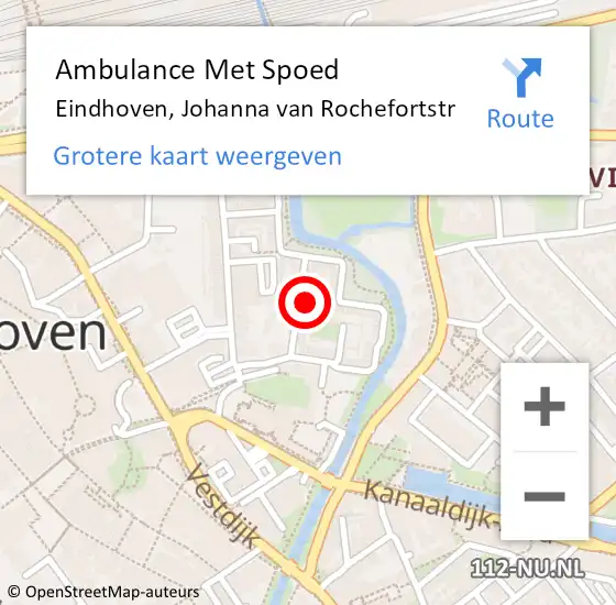 Locatie op kaart van de 112 melding: Ambulance Met Spoed Naar Eindhoven, Johanna van Rochefortstr op 21 mei 2018 18:03