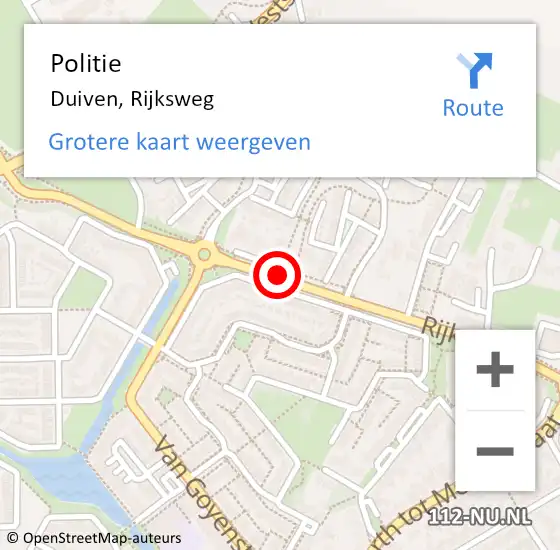 Locatie op kaart van de 112 melding: Politie Duiven, Rijksweg op 21 mei 2018 18:27