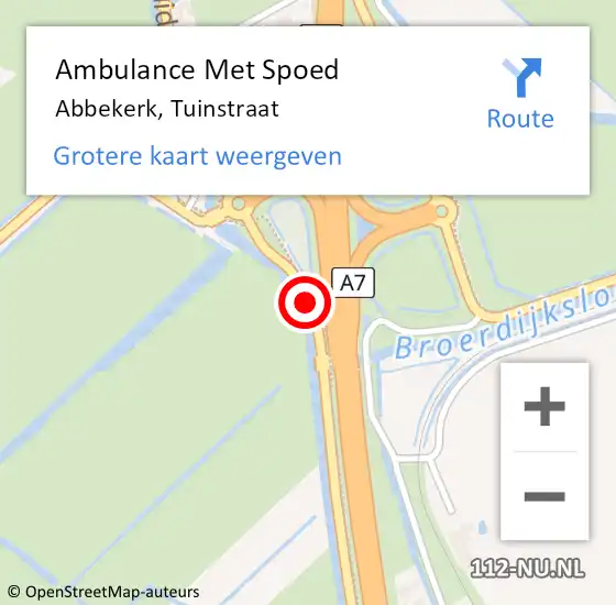 Locatie op kaart van de 112 melding: Ambulance Met Spoed Naar Abbekerk, Tuinstraat op 21 mei 2018 18:30