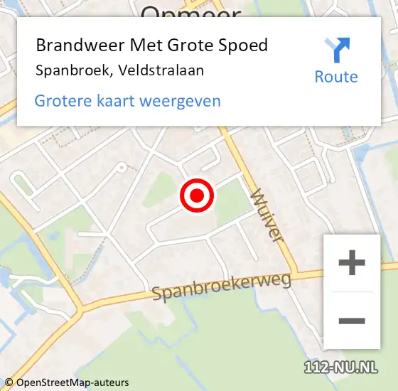 Locatie op kaart van de 112 melding: Brandweer Met Grote Spoed Naar Spanbroek, Veldstralaan op 21 mei 2018 18:39