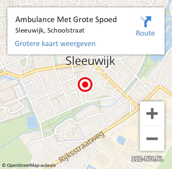 Locatie op kaart van de 112 melding: Ambulance Met Grote Spoed Naar Sleeuwijk, Schoolstraat op 21 mei 2018 18:45