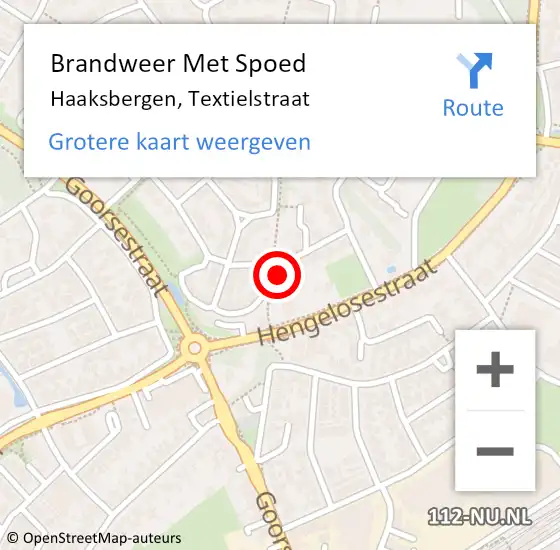 Locatie op kaart van de 112 melding: Brandweer Met Spoed Naar Haaksbergen, Textielstraat op 21 mei 2018 19:45