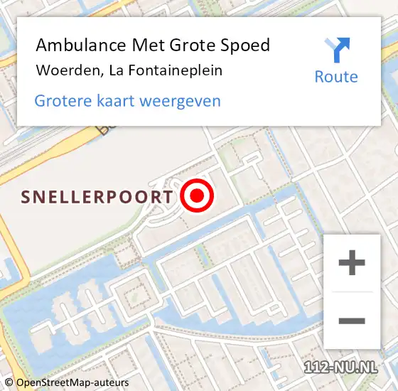 Locatie op kaart van de 112 melding: Ambulance Met Grote Spoed Naar Woerden, La Fontaineplein op 21 mei 2018 19:46