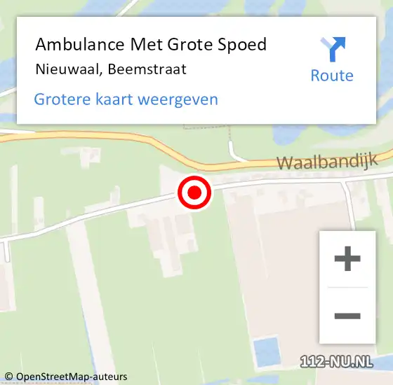 Locatie op kaart van de 112 melding: Ambulance Met Grote Spoed Naar Nieuwaal, Beemstraat op 21 mei 2018 19:55