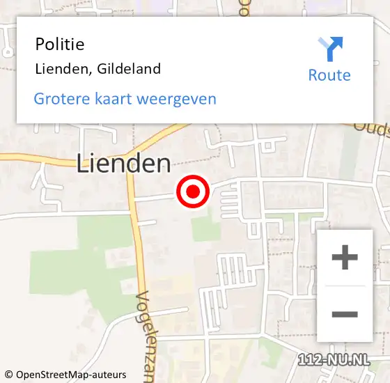 Locatie op kaart van de 112 melding: Politie Lienden, Gildeland op 21 mei 2018 20:01