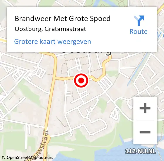 Locatie op kaart van de 112 melding: Brandweer Met Grote Spoed Naar Oostburg, Gratamastraat op 21 mei 2018 20:06