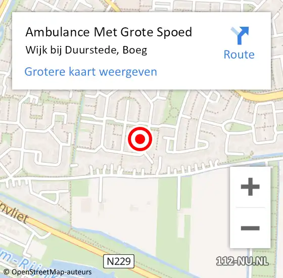 Locatie op kaart van de 112 melding: Ambulance Met Grote Spoed Naar Wijk bij Duurstede, Boeg op 21 mei 2018 20:12