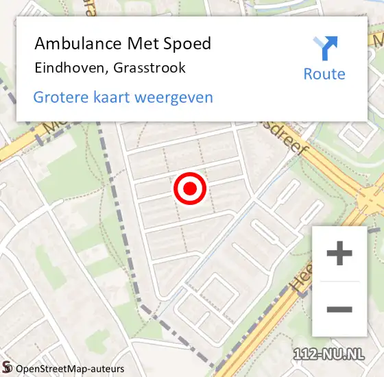 Locatie op kaart van de 112 melding: Ambulance Met Spoed Naar Eindhoven, Grasstrook op 21 mei 2018 20:46