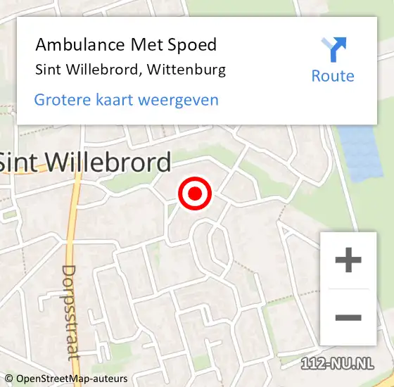 Locatie op kaart van de 112 melding: Ambulance Met Spoed Naar Sint Willebrord, Wittenburg op 21 mei 2018 21:03