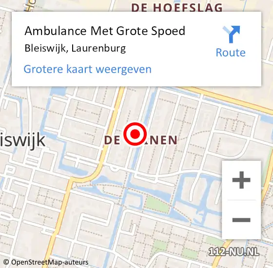 Locatie op kaart van de 112 melding: Ambulance Met Grote Spoed Naar Bleiswijk, Laurenburg op 21 mei 2018 21:23