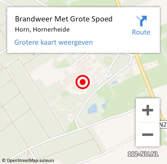 Locatie op kaart van de 112 melding: Brandweer Met Grote Spoed Naar Horn, Hornerheide op 21 mei 2018 21:56