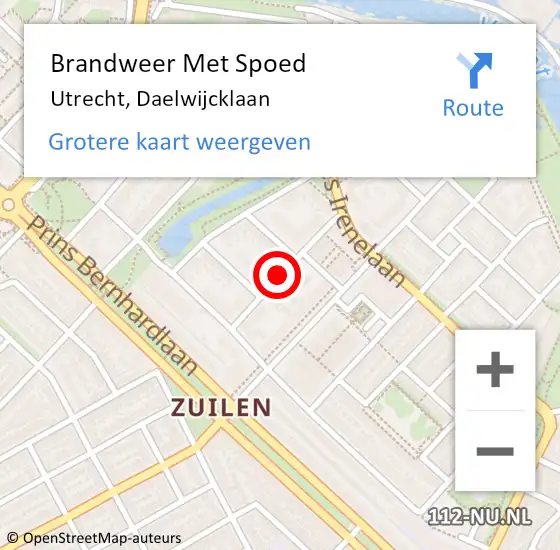 Locatie op kaart van de 112 melding: Brandweer Met Spoed Naar Utrecht, Daelwijcklaan op 21 mei 2018 22:06