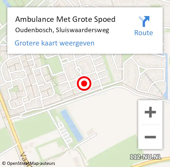 Locatie op kaart van de 112 melding: Ambulance Met Grote Spoed Naar Oudenbosch, Sluiswaardersweg op 21 mei 2018 22:22