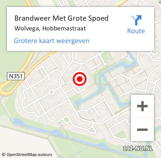 Locatie op kaart van de 112 melding: Brandweer Met Grote Spoed Naar Wolvega, Hobbemastraat op 21 mei 2018 22:48