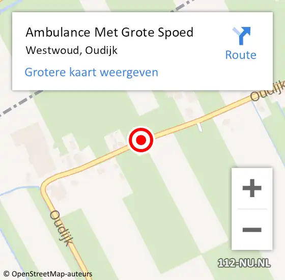 Locatie op kaart van de 112 melding: Ambulance Met Grote Spoed Naar Westwoud, Oudijk op 21 mei 2018 22:59