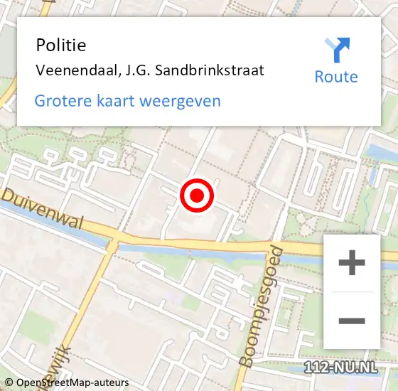 Locatie op kaart van de 112 melding: Politie Veenendaal, J.G. Sandbrinkstraat op 21 mei 2018 23:05