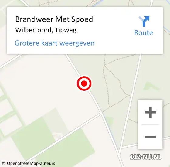 Locatie op kaart van de 112 melding: Brandweer Met Spoed Naar Wilbertoord, Tipweg op 21 mei 2018 23:13