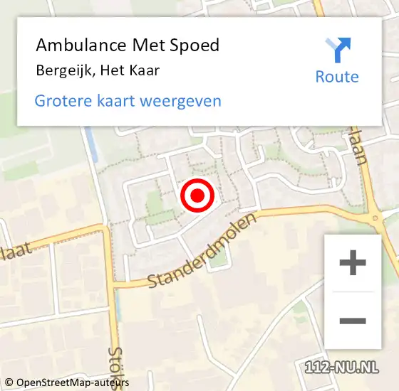 Locatie op kaart van de 112 melding: Ambulance Met Spoed Naar Bergeijk, Het Kaar op 21 mei 2018 23:18