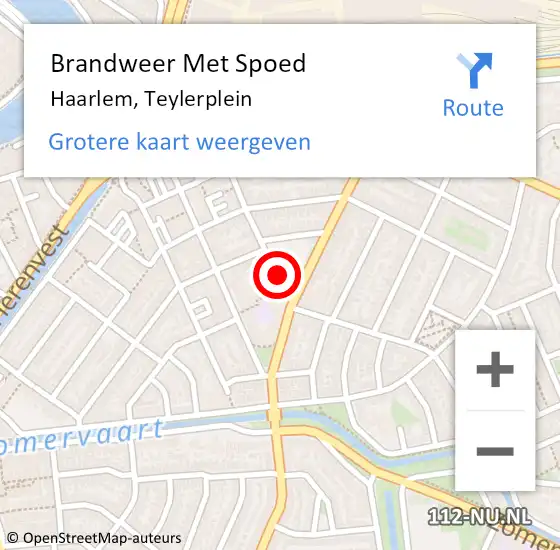 Locatie op kaart van de 112 melding: Brandweer Met Spoed Naar Haarlem, Teylerplein op 21 mei 2018 23:53
