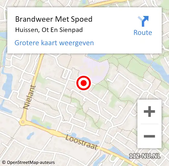 Locatie op kaart van de 112 melding: Brandweer Met Spoed Naar Huissen, Ot En Sienpad op 21 mei 2018 23:53