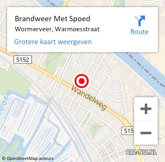 Locatie op kaart van de 112 melding: Brandweer Met Spoed Naar Wormerveer, Warmoesstraat op 22 mei 2018 00:04