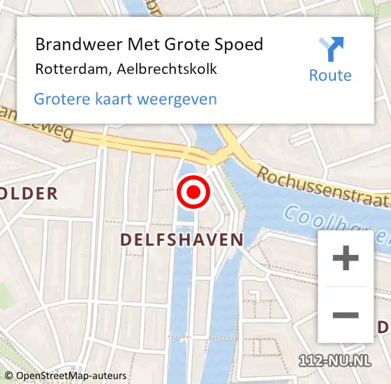 Locatie op kaart van de 112 melding: Brandweer Met Grote Spoed Naar Rotterdam, Aelbrechtskolk op 22 mei 2018 00:08