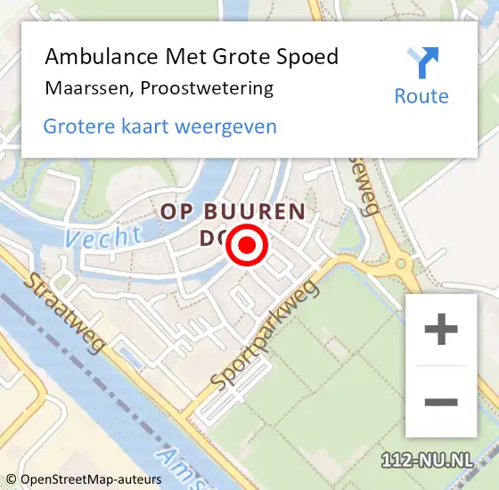 Locatie op kaart van de 112 melding: Ambulance Met Grote Spoed Naar Maarssen, Proostwetering op 22 mei 2018 00:24