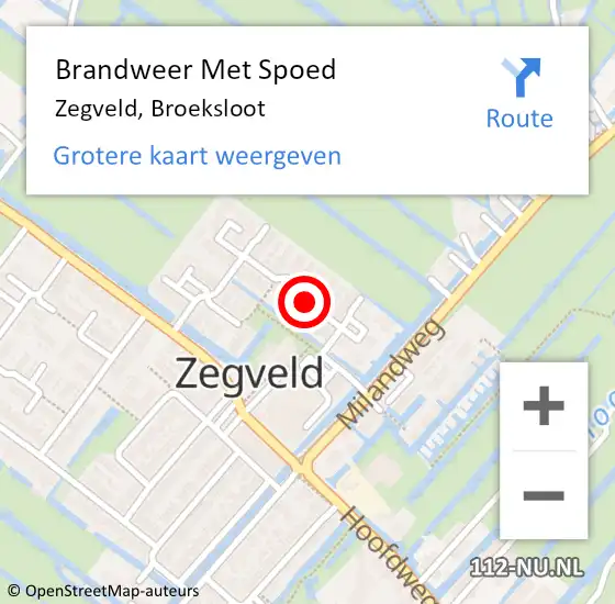 Locatie op kaart van de 112 melding: Brandweer Met Spoed Naar Zegveld, Broeksloot op 22 mei 2018 00:26