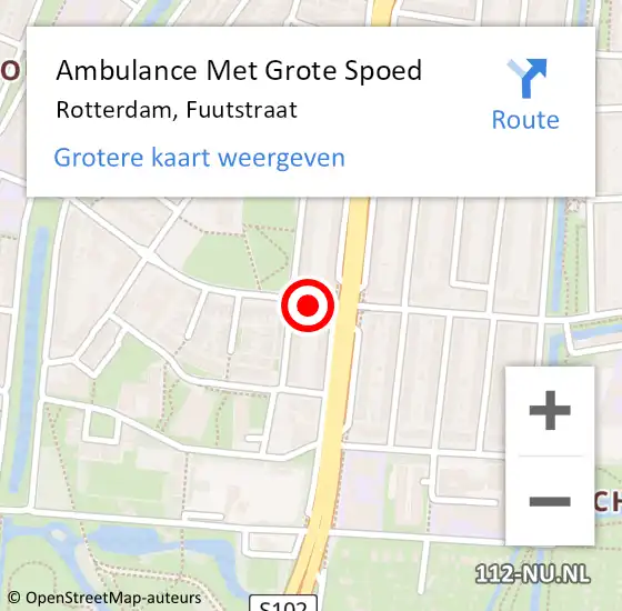 Locatie op kaart van de 112 melding: Ambulance Met Grote Spoed Naar Rotterdam, Fuutstraat op 22 mei 2018 01:10
