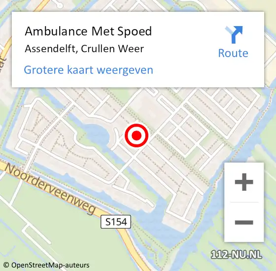 Locatie op kaart van de 112 melding: Ambulance Met Spoed Naar Assendelft, Crullen Weer op 22 mei 2018 01:19