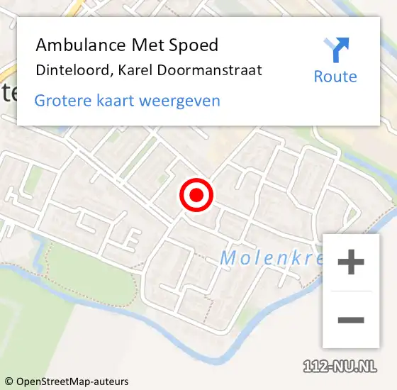 Locatie op kaart van de 112 melding: Ambulance Met Spoed Naar Dinteloord, Karel Doormanstraat op 22 mei 2018 01:19