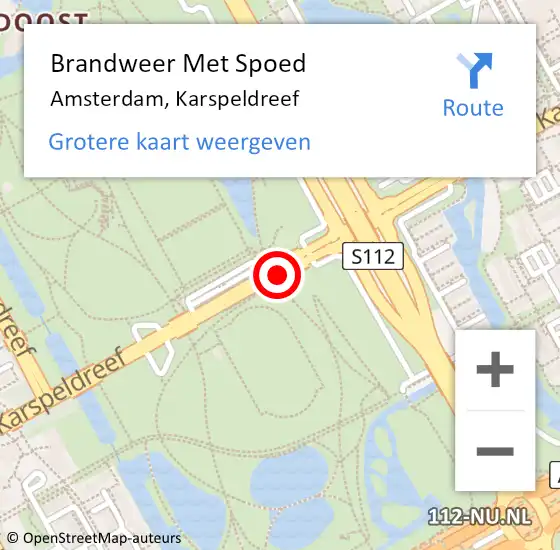 Locatie op kaart van de 112 melding: Brandweer Met Spoed Naar Amsterdam, Karspeldreef op 22 mei 2018 01:28