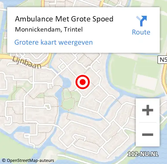 Locatie op kaart van de 112 melding: Ambulance Met Grote Spoed Naar Monnickendam, Trintel op 22 mei 2018 01:30