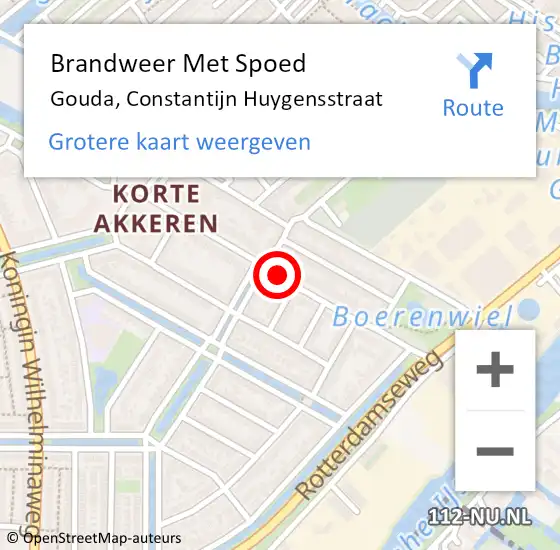 Locatie op kaart van de 112 melding: Brandweer Met Spoed Naar Gouda, Constantijn Huygensstraat op 22 mei 2018 01:37