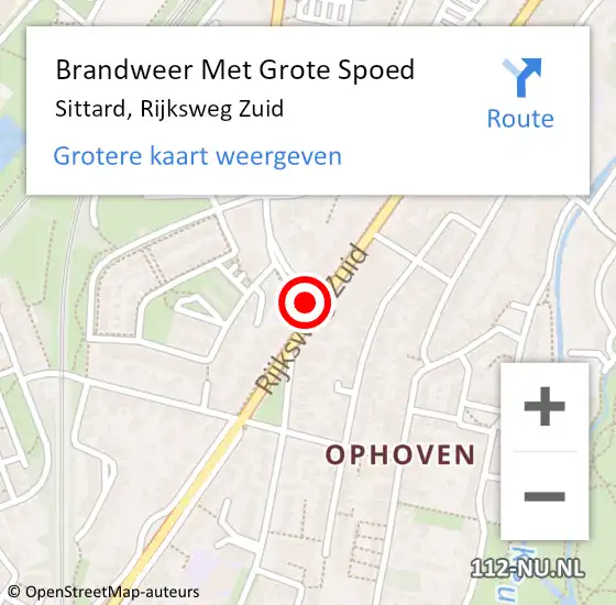 Locatie op kaart van de 112 melding: Brandweer Met Grote Spoed Naar Sittard, Rijksweg Zuid op 22 mei 2018 01:54